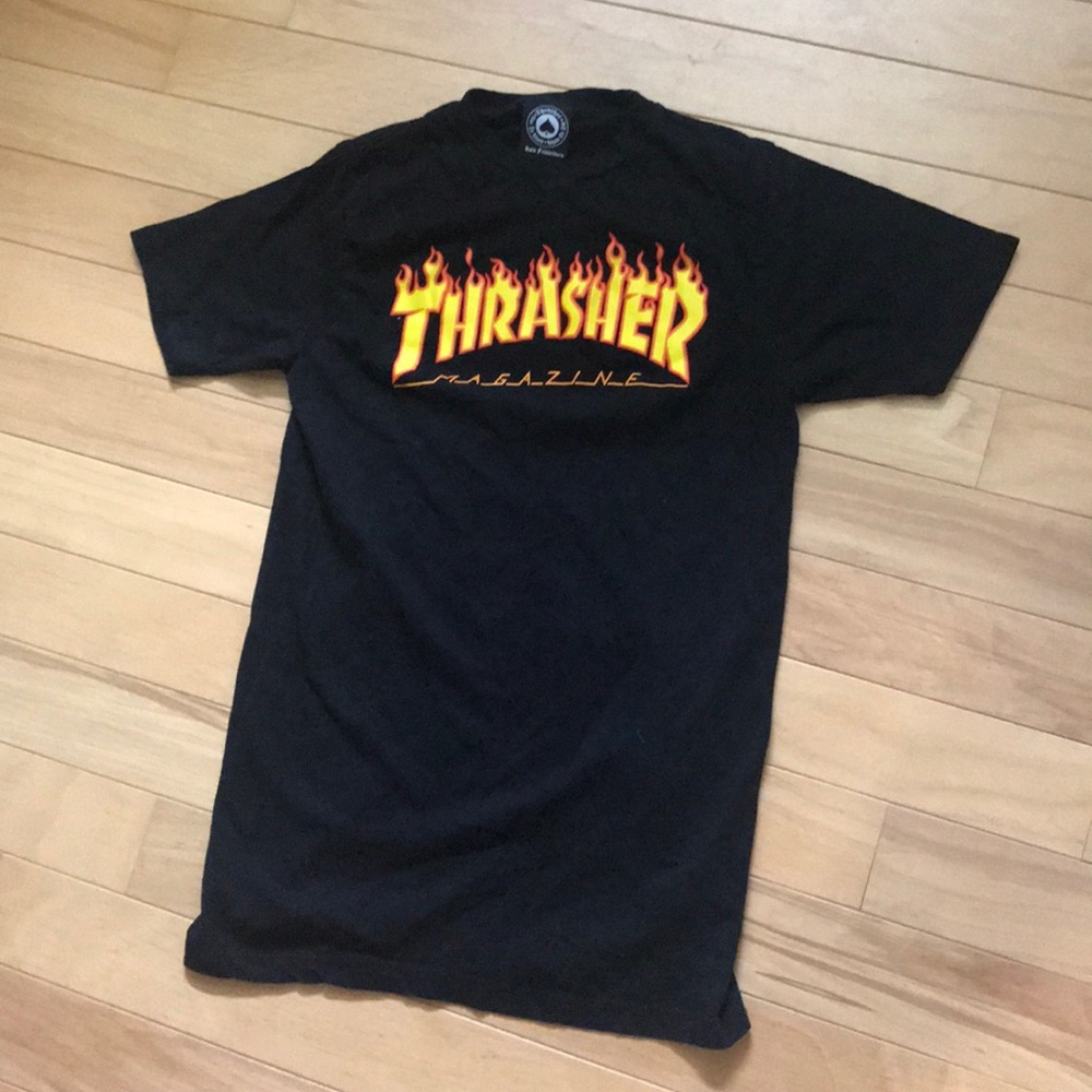 Thrasher Magazine Flame Logo Black Shirt